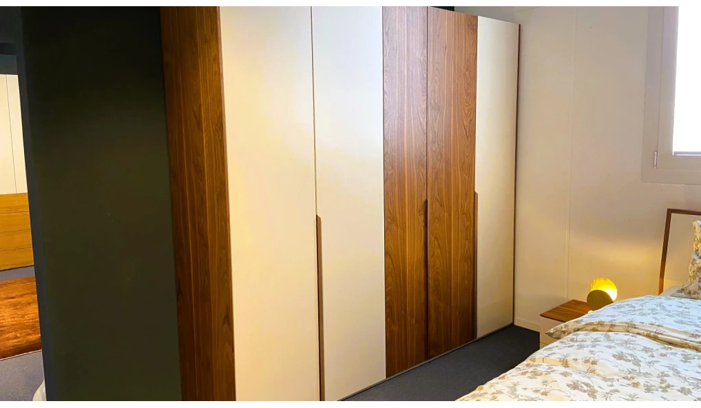 Armoire 5 portes Luna noyer et blanc