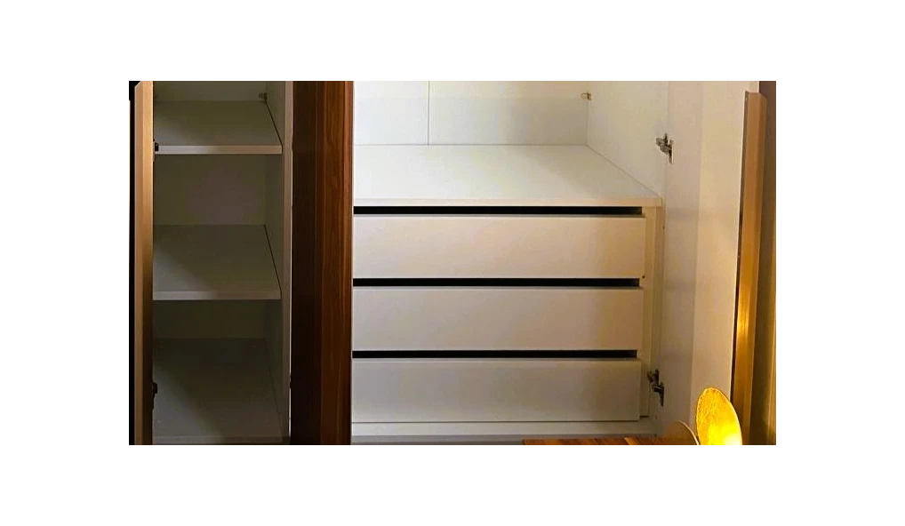 Armoire 5 portes Luna noyer et blanc
